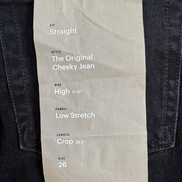 Everlane The Original Cheeky Jean Straight Leg High Rise Crop Sz 26 Black Denim - Picture 5 of 15